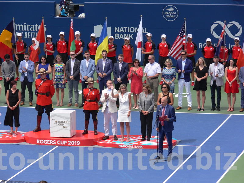 Organizing committee and Ken Crosina, the Voice of Rogers Cup at the microphone