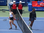 Bianca Andrescu and Serena Williams are ready for warm up of Championship match August 11, 2019 Rogers Cup in Toronto 