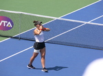 Biance Andrescu is declared a winner and celebrates on the court her victory, when Serena williams retires August 11, 2019 Rogers Cup 