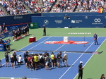 Preparation for Singles Trophy Presentation is in progress. August 11, 2019 Rogers Cup Toronto 