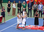Champion Bianca Andrescu is receiving Trophy from Suzan Rogers of Rogers Communications, August 11, 2019 Rogers Cup Toronto