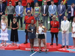 Finalist Serena Williams and Champion Bianca andrescu are displaying their Trophies, August 11, 2019 Rogers Cup in Toronto