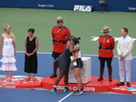 Great sportsmanship is on display, while Serena Williams and Bianca Andrescu a embracing each other, August 11, 2019 Rogers Cup Toronto