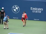 Canadian Champion Bianca Andrescu is wrapped in Canadian flag on Centre Court August 11, 2019 Rogers Cup Toronto