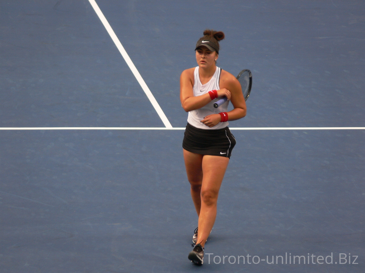 Bianca Andrescu walking on Centre Court August 5, 2019 Rogers Cup in Toronto