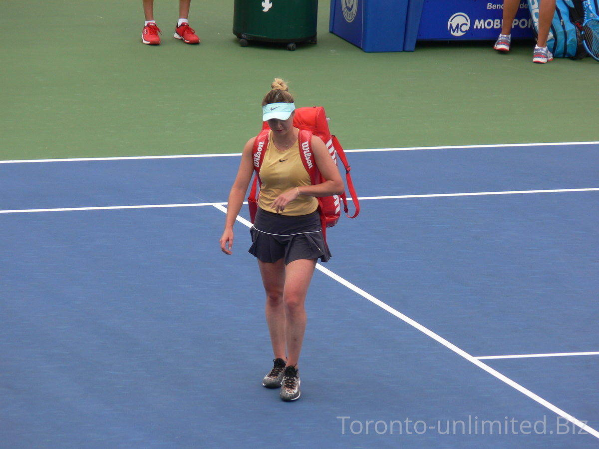 Defeated Elina Svitolina leaving Centre Court on August 9, 2019 Rogers Cup Toronto