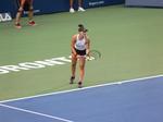 Bianca Andrescu serving to Eugenie Bouchard on Centre Court August 5, 2019 Rogers Cup in Toronto