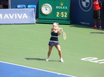 Kiki Bertens with backhand playing Bianca Andrescu August 6, 2019 Rogers Cup in Toronto