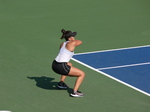 Bianca Andrescu has returned low forehand to Kiki Bertens. Centre Court August 6, 2019 Rogers Cup Toronto