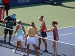 Match is over, shake hands and winners are Krejcikova and Siniakova. Rogers Cup August 10, 2019 Toronto