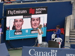 On the Board is notification of upcoming match between Karolina Pliskova and Canadian Bianca Andrescu