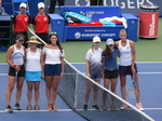 Official photo session for Bianca Andrescu and Karolina Pliskova on Centre Court, August 9, 2019 Rogers Cup Toronto
