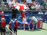 Karolina Pliskova in discussion with her coach Conchita Martinez during the break, August 9, 2019 Rogers Cup in Toronto