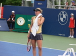 Donna Vekic with the towel on Grandstand Court, August 3, 2019
