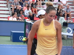 Madison Keys during changeover on Grandstand Court, August 3, 2019 Rogers Cup Toronto