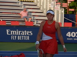 Jelena Ostapenko during changeover on Grandstand, August 8, 2019 Rogers Cup in Toronto