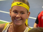 Smiling winner Marie Bouzkova, winning the match, August 8, 2019 Rogers Cup Toronto