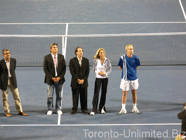 Nadir Mohamed, Karl Hale, Carling Bassett-Seguso and John McEnroe Opening night 2007 Rogers Cup in Toronto.
