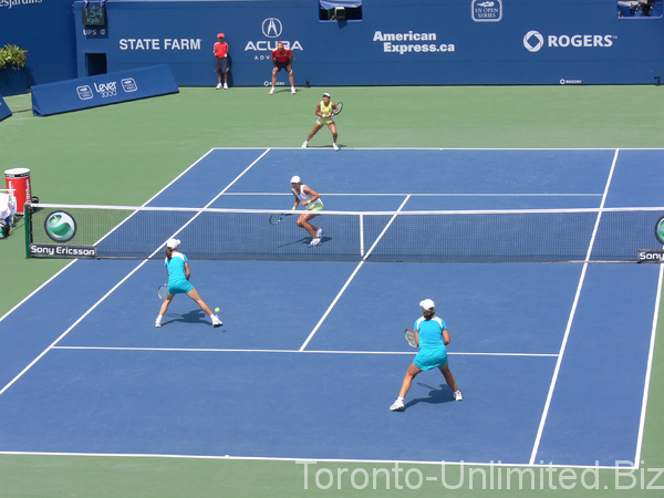 Srebotnick and Sugiyama with Black and Huber on Centre Court. Rogers Cup 2007