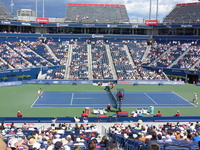 Jelena Jankovic of Serbia on the left, with Virginie Razzano of France. Rogers Cup 2007 Toronto!