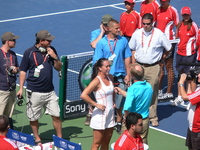 Jelena Jankovic during her post-game court interview.