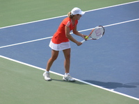 Justine Hening ready to serve! 2007 Rogers Cup in Toronto!