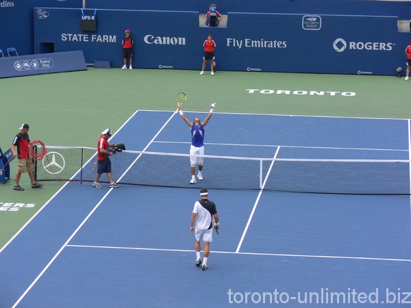 Jubilant Rafael Nadal has just won his match point.