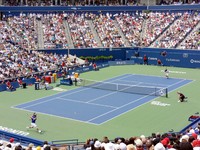 Rafael Nadal and Nicolas Kiefer in a match.