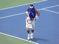 Rafael Nadal getting ready to play.