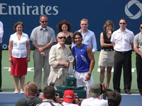 Rafael Nadal with Ted Rogers and Trophy. 