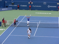 Jubilant Rafael Nadal has just won his match point.