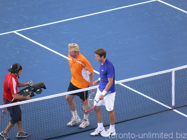 Boris Becker of Germany and Daniel Nestor of Canada.