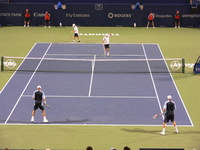 Bob Bryan, Mike Bryan and Paul Hanley with Jordan Kerr.