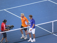 Boris Becker of Germany and Daniel Nestor of Canada.